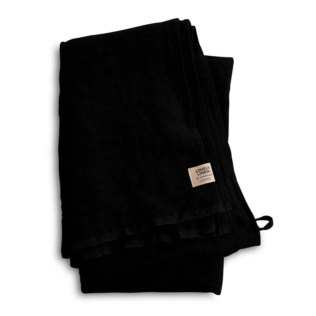 Lovely Linen Leinen Saunatuch Handtuch Black HL0198